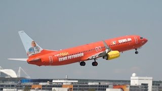 TUIfly Boeing 7378K5 CEWE Fotobuch Livery DAHFZ departure at Munich Airport [upl. by Maxma]