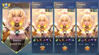 TOP GLOBAL BEATRIX NEW 1 HIT BUILD AND EMBLEM 2024 must try [upl. by Pyle]