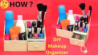 DIY Makeup Organizer from waste Cardboard  Best out of waste  Space saving Room Organizer [upl. by Mayne]