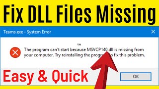 How to Fix All DLL Files Missing Error in Windows 1087 PC for FREE  Easily amp Quick Way [upl. by Pansir]