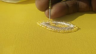 Dabka work embroidery designs  zardosi work kaise karte hain  zardosi leaf work tutorial [upl. by Kcirret543]