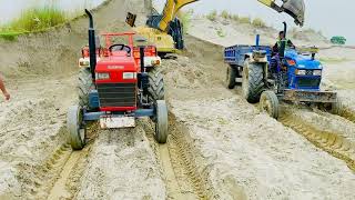 Swaraj Mahindra Sonalika Tractors Loading Sand by Jcb 3dx  Tractor Fully loaded trolley  Ep 18 [upl. by Michaella98]