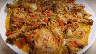 CUISSE DE POULET AU RIZ JAUNE FACILE CUISINE RAPIDE [upl. by Fried]