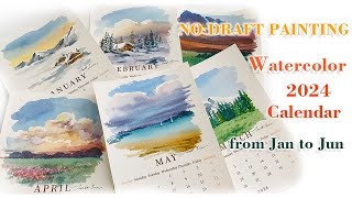 Spend an afternoon painting 2024 calendar 6 seasonal watercolor paintings from winter to summer [upl. by Goldenberg760]