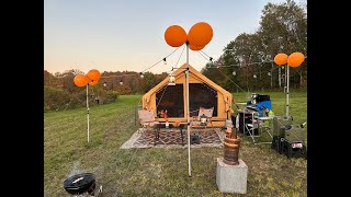 Family Car Camping in an inFlatable Hot Tent No Tarp set up [upl. by Annaek]