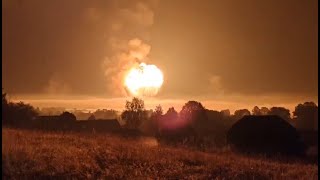 HUGE EXPLOSION at Russian munitions depot in Tver region following another Ukrainian droneattack [upl. by Asiral]