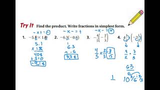 Notes 24 Multiplying Rational Numbers [upl. by Nnaylime629]