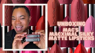 UNBOXING MACS NEWEST MACXIMAL MATTE LIPSTICK AND REVIEW [upl. by Allevon]