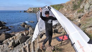 Bad Idea Launching a FOLDING Oru Kayak off Jagged Rocks [upl. by Aehc]