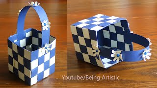 Simple Paper Basket Making  DIY Basket Easy and Beautiful Paper Craft [upl. by Janith828]