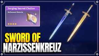 How to get Sword of Narzissenkreuz  Refinement Material Surging Sacred Chalice 【Genshin Impact】 [upl. by Ysset]