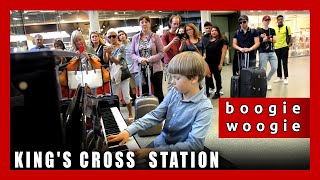 Boogiewoogie on the HONKY TONK piano by Olivier at Kings Cross St Pancras Station [upl. by Eirlav]