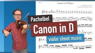 Pachelbel Canon in D Major  Violin 1 ONLY  Violin Sheet Music  Playalong Piano Accompaniment [upl. by Nessaj]