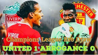 Manchester United held Liverpool at Anfield…Champions league R16 drawBarca vs Napoli [upl. by Oeram]