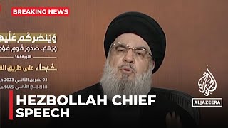 Hezbollah chief Hassan Nasrallah gives Gaza speech [upl. by Yelknirb]