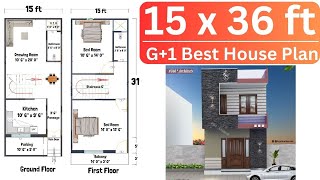 15 x 36 House Plan  15x36 House Design  18x36 Ghar ka Naksha  East Facing House Plan [upl. by Nniw]