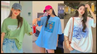 Oversized Tshirts Outfits Ideas for Girls ♡ [upl. by Ashford]