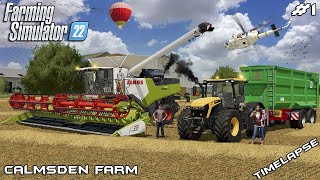 FARM tour and big WHEAT and BARLEY harvest 🌾🚜🚨  Calmsden Farm  Farming Simulator 22  Episode 1 [upl. by Iborian]