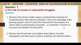 Q1 E The role of women in nationalist struggles  Rise of Nationalism in Europe [upl. by Erbma912]