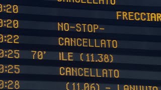 Sciopero dei treni ritardi e cancellazioni a Roma Termini [upl. by Julissa]