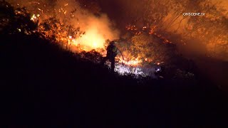 Brush Fire Scorches Two Acres in Woolsey Canyon  Chatsworth [upl. by Hannazus]