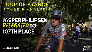 Tour de France Stage 6 Analysis Jasper Philipsen relegated to 107th place in sprint at Stage 6 🇫🇷 [upl. by Alegnad]