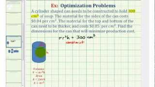 Ex Optimization  Minimize the Cost to Make a Can with a Fixed Volume [upl. by Froemming]