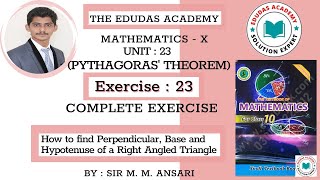 Grade 10  Mathematics  Unit 23  Pythagoras Theorem  Exercise 23 Complete Sindh Textbook Board [upl. by Davidoff]