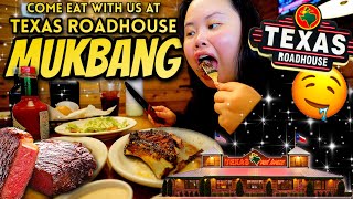 Texas Roadhouse Mukbang 20 oz Bone In Ribeye Steak  Fried Pickles  Wings 먹방 Eating Show with M [upl. by Maurits885]