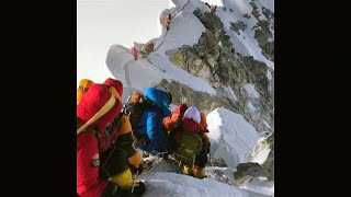 Forming an orderly queueon Mount Everest [upl. by Ney559]