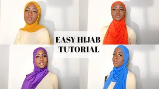 FOUR PINLESS HIJAB TUTORIAL  Easy and Quick 🧕🏽 [upl. by Bomke279]