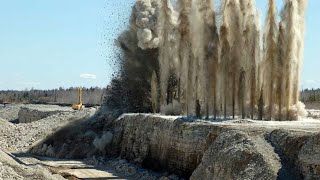 Awesome Earthmovers Dangerous Mining Blast Process  The Working Safety With High Level [upl. by Delanos355]