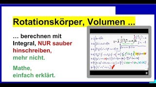 Rotationskörper Volumen mit Integral berechnen Rotationsvolumen Übungen [upl. by Ayanad]