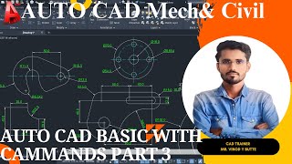 Auto CAD Basic commands dimensions and application of commands part 3 [upl. by Vin]