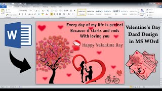 How to make valentines Day card design in MS Word  Valentines greeting card design in ms word [upl. by Annitsirhc313]