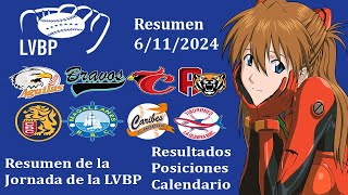 LVBP 202425 Resumen de la Jornada 6112024 Resultados Posiciones y Calendario [upl. by Esalb437]