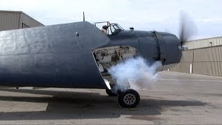 Restored WWII Grumman TBM Torpedo Bomber Startup and Wing Swing [upl. by Melamed94]