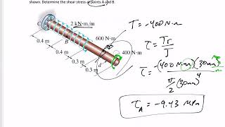 Mechanics of Materials  Torsion example 3 [upl. by Etnuahs]