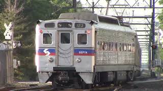 20160728 July 28 2016 SEPTA Silverliner IV and AEM7 push pull trains Lansdale Station amp Hancock St [upl. by Yrreg]