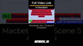 Macbeth Act 1 Scene 5 Workbook Answers  Macbeth Act 1 Scene 5 Questions And Answers ISC shorts [upl. by Huldah456]