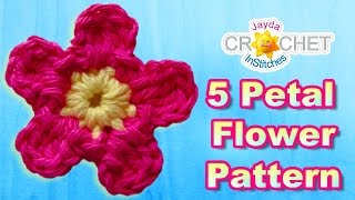 How To Crochet a 5 Petal Flower  Pattern amp Tutorial [upl. by Augusto640]