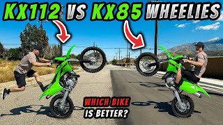 The BEST dirt bike to wheelie for beginners  KX112 vs KX85 [upl. by Goodkin]