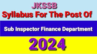 Syllabus For The Post Of Subinspector Finance [upl. by Ivanna]