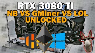 RTX 3080 TI ETH LHR Unlock NBMiner 393 vs GMiner 268 vs LOLMiner 132 [upl. by Oileduab]