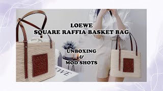 ⌜unboxing⌝ LOEWE Small Square Basket bag in raffia ⎹ mod shots [upl. by Htebilil]