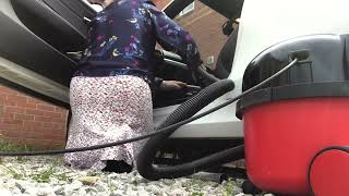 Hoovering my car wearing wedge slippers and nylons 4 min version on onlyfans [upl. by Alolomo]