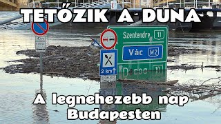 20240920 Tetőzés közelében a Duna Budapesten 823cmnél A legnehezebb nap a fővárosban [upl. by Iroj]