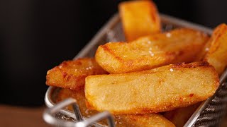 TRIPLE cooked CHIPS  Recipe for triple cooked FRIES  Foodgeek Cooking [upl. by Egwan]