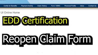 How to fix Reopen Claim Form EDD l Cant Certify for Benefits Anymore UI PUA Unemployment Stimulus [upl. by Huppert]