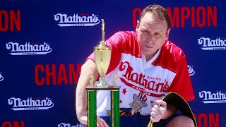 Why was reigning champ Joey Chestnut barred from competing in this years 4 hot dog eating contest [upl. by Octavla]